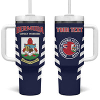 Custom Bermuda Football Tumbler With Handle 2025 Go Gombey Warriors - Blue