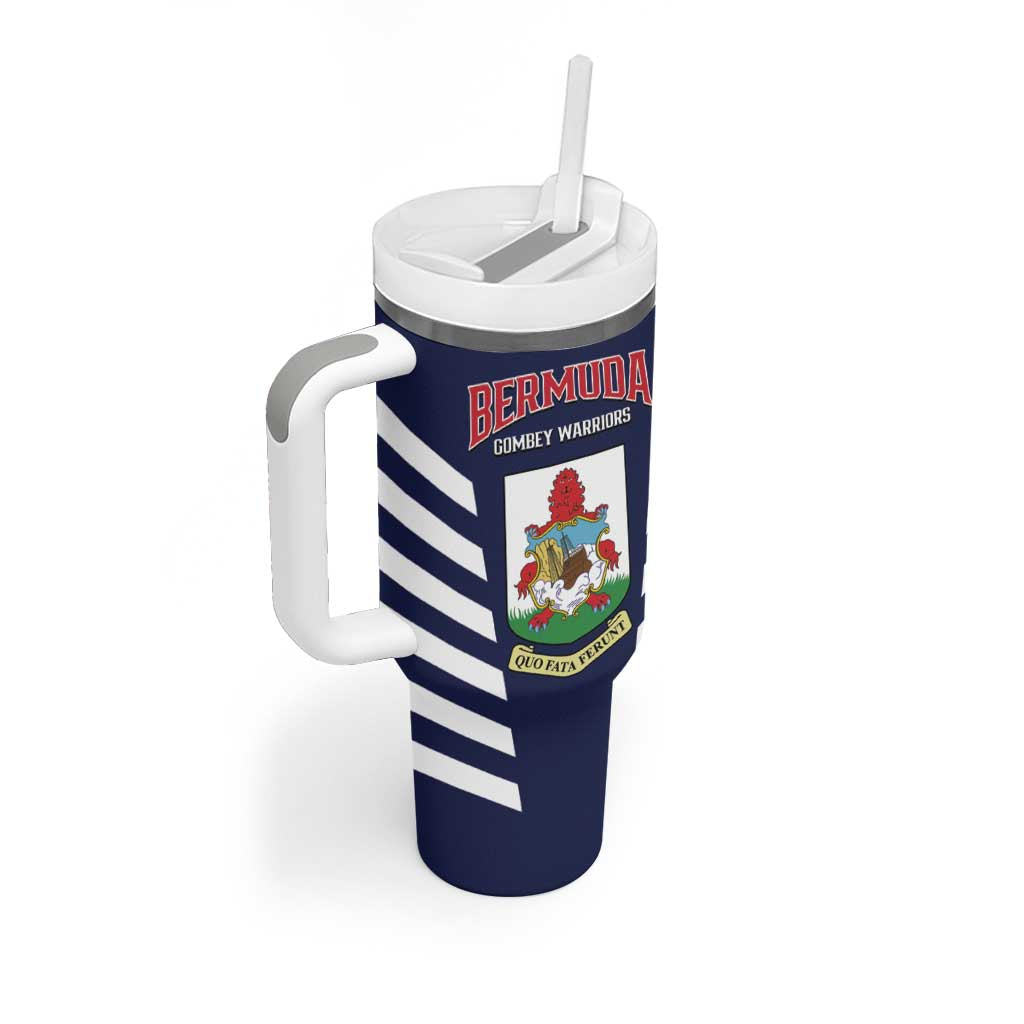 Custom Bermuda Football Tumbler With Handle 2025 Go Gombey Warriors - Blue