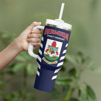 Custom Bermuda Football Tumbler With Handle 2025 Go Gombey Warriors - Blue