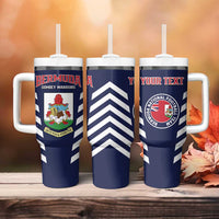 Custom Bermuda Football Tumbler With Handle 2025 Go Gombey Warriors - Blue