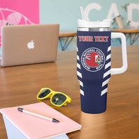 Custom Bermuda Football Tumbler With Handle 2025 Go Gombey Warriors - Blue