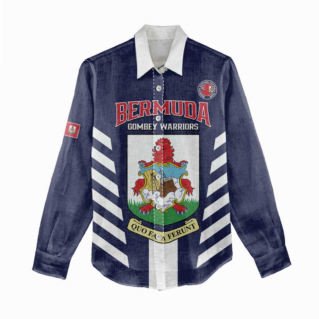 Custom Bermuda Football Women Casual Shirt 2025 Go Gombey Warriors - Blue