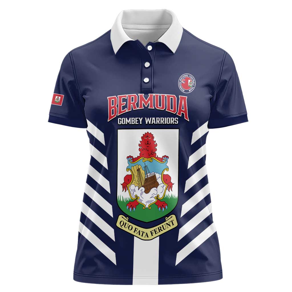 Custom Bermuda Football Women Polo Shirt 2025 Go Gombey Warriors - Blue