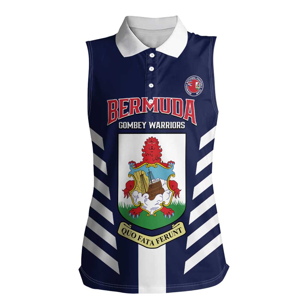 Custom Bermuda Football Women Sleeveless Polo Shirt 2025 Go Gombey Warriors - Blue