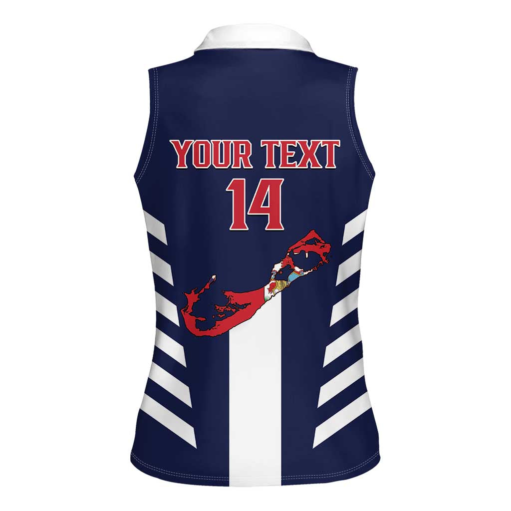 Custom Bermuda Football Women Sleeveless Polo Shirt 2025 Go Gombey Warriors - Blue
