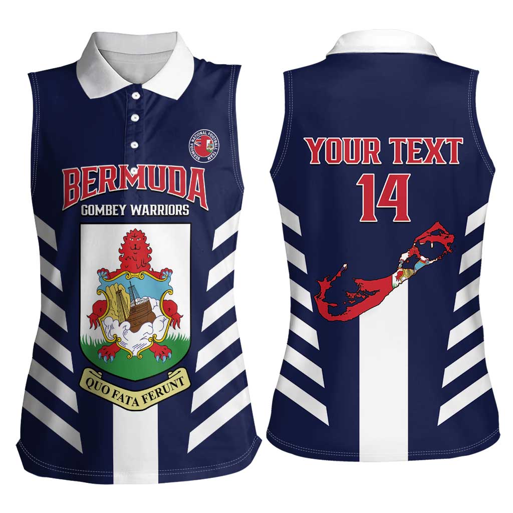 Custom Bermuda Football Women Sleeveless Polo Shirt 2025 Go Gombey Warriors - Blue