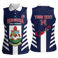 Custom Bermuda Football Women Sleeveless Polo Shirt 2025 Go Gombey Warriors - Blue