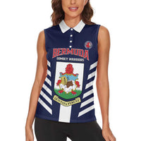 Custom Bermuda Football Women Sleeveless Polo Shirt 2025 Go Gombey Warriors - Blue