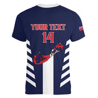 Custom Bermuda Football Women V-Neck T-Shirt 2025 Go Gombey Warriors - Blue