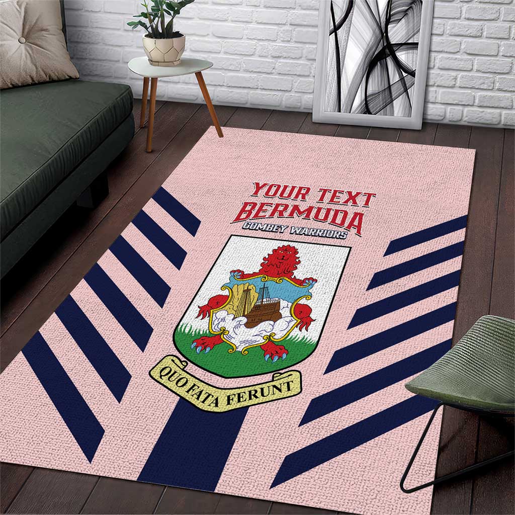 Custom Bermuda Football Area Rug 2025 Go Gombey Warriors - Pink