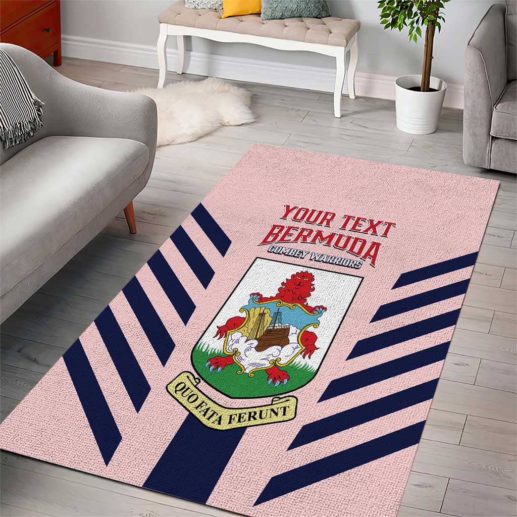 Custom Bermuda Football Area Rug 2025 Go Gombey Warriors - Pink