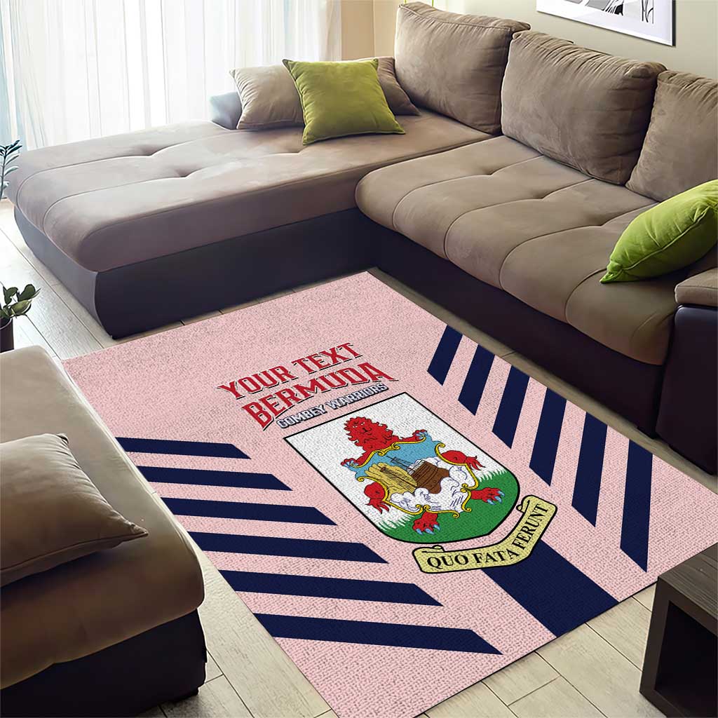 Custom Bermuda Football Area Rug 2025 Go Gombey Warriors - Pink