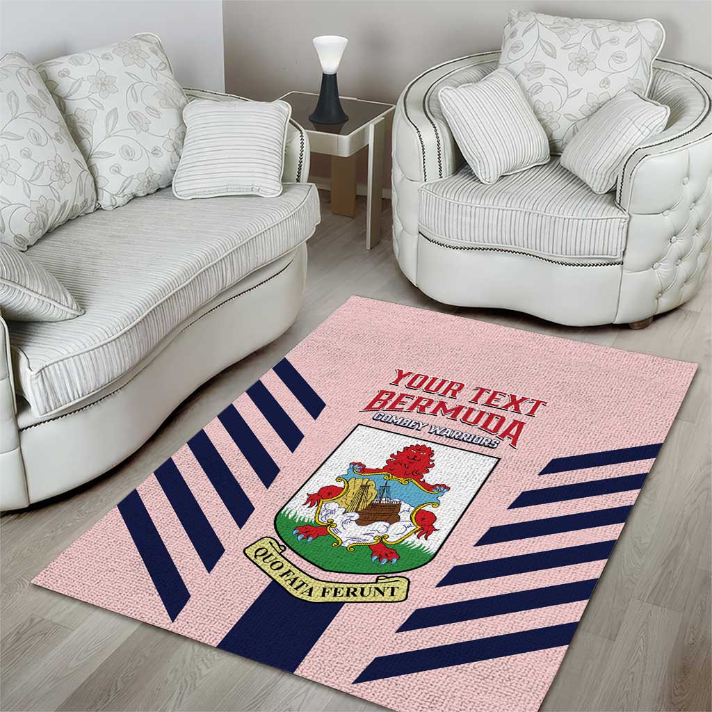 Custom Bermuda Football Area Rug 2025 Go Gombey Warriors - Pink