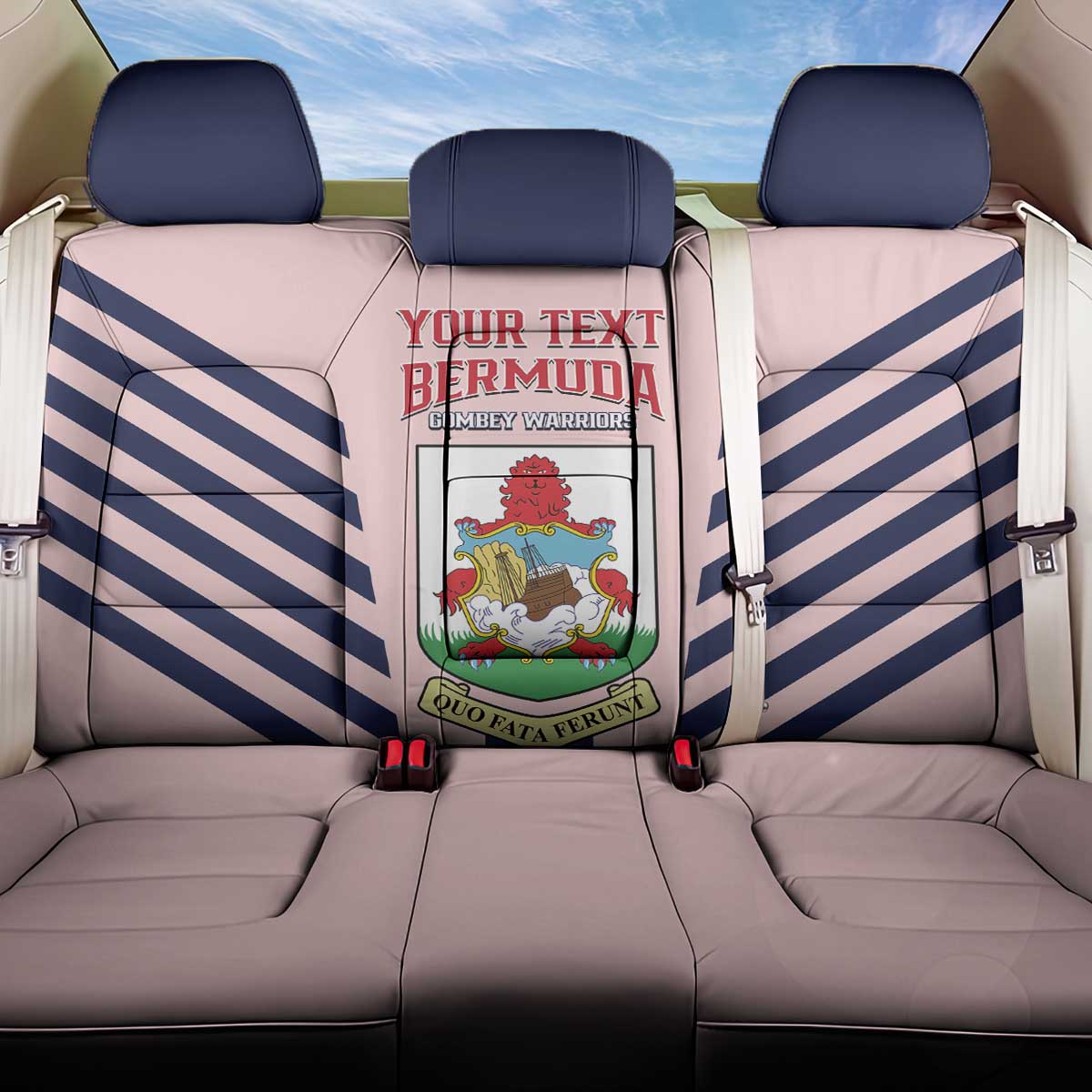 Custom Bermuda Football Back Car Seat Cover 2025 Go Gombey Warriors - Pink