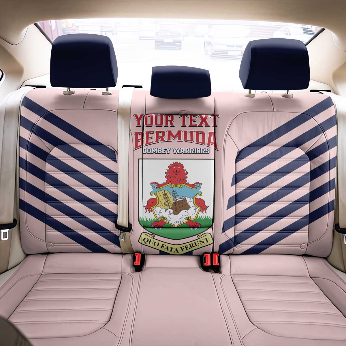 Custom Bermuda Football Back Car Seat Cover 2025 Go Gombey Warriors - Pink