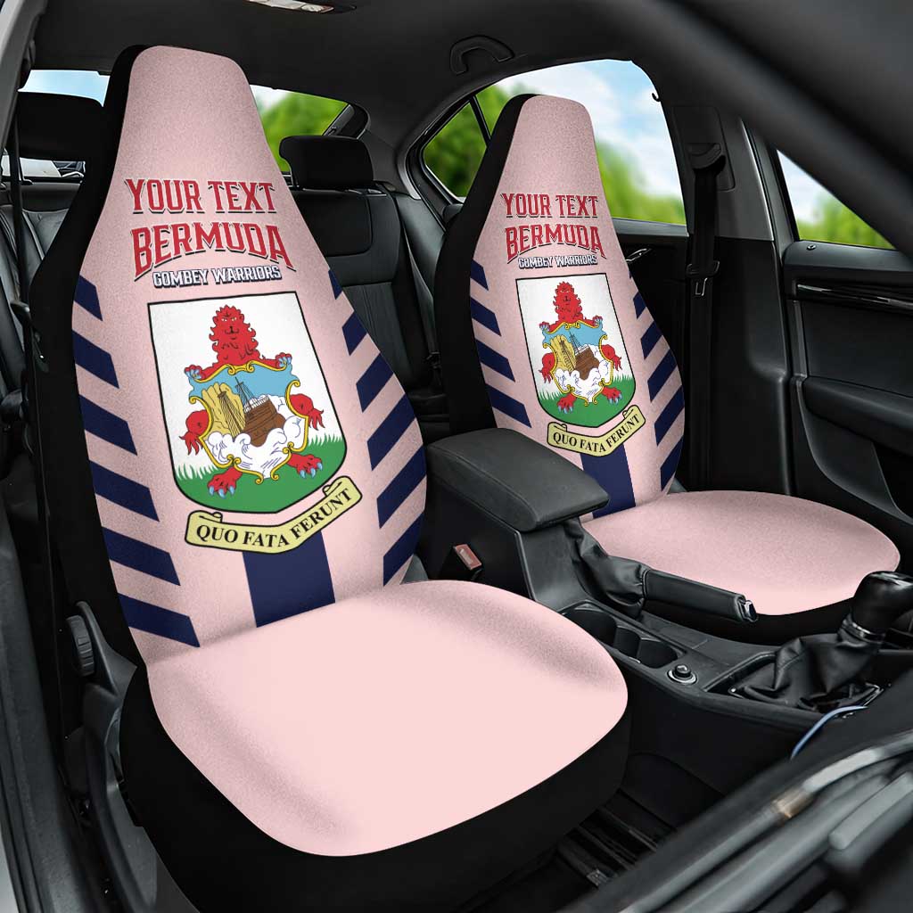 Custom Bermuda Football Car Seat Cover 2025 Go Gombey Warriors - Pink