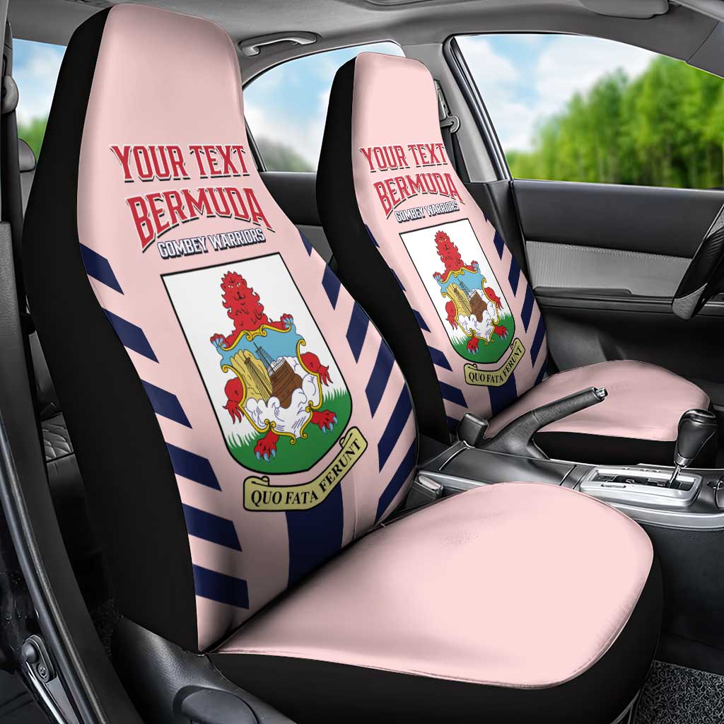 Custom Bermuda Football Car Seat Cover 2025 Go Gombey Warriors - Pink