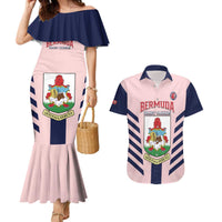 Custom Bermuda Football Couples Matching Mermaid Dress and Hawaiian Shirt 2025 Go Gombey Warriors - Pink