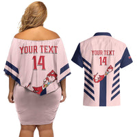 Custom Bermuda Football Couples Matching Off Shoulder Short Dress and Hawaiian Shirt 2025 Go Gombey Warriors - Pink