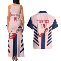 Custom Bermuda Football Couples Matching Tank Maxi Dress and Hawaiian Shirt 2025 Go Gombey Warriors - Pink