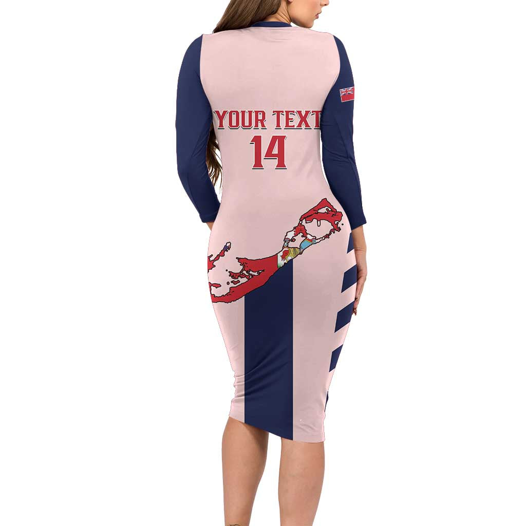 Custom Bermuda Football Family Matching Long Sleeve Bodycon Dress and Hawaiian Shirt 2025 Go Gombey Warriors - Pink