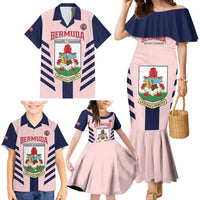 Custom Bermuda Football Family Matching Mermaid Dress and Hawaiian Shirt 2025 Go Gombey Warriors - Pink