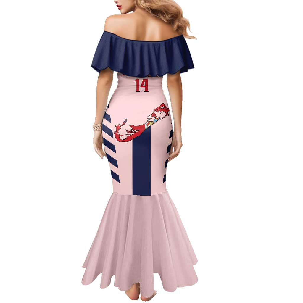 Custom Bermuda Football Family Matching Mermaid Dress and Hawaiian Shirt 2025 Go Gombey Warriors - Pink