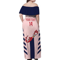 Custom Bermuda Football Family Matching Off Shoulder Maxi Dress and Hawaiian Shirt 2025 Go Gombey Warriors - Pink