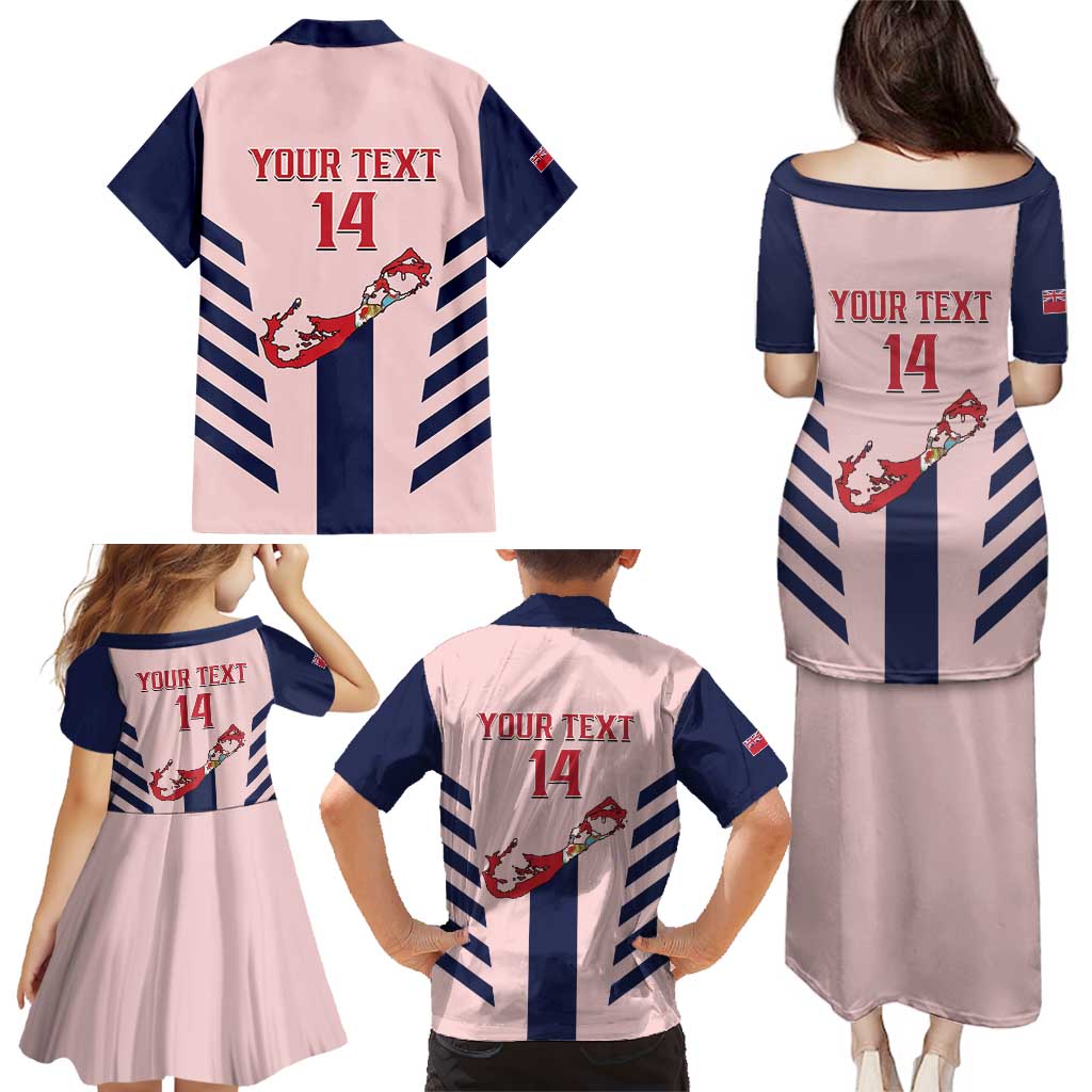 Custom Bermuda Football Family Matching Puletasi and Hawaiian Shirt 2025 Go Gombey Warriors - Pink