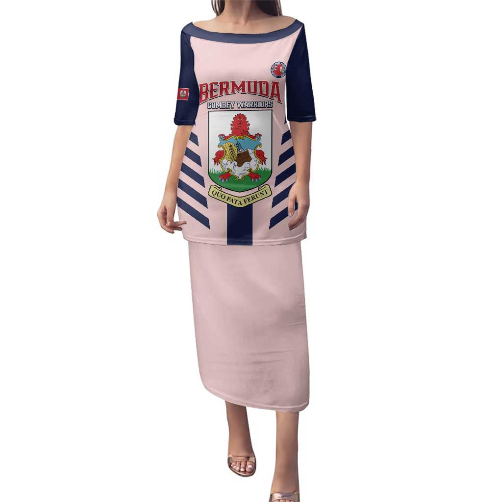 Custom Bermuda Football Family Matching Puletasi and Hawaiian Shirt 2025 Go Gombey Warriors - Pink