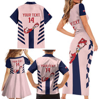 Custom Bermuda Football Family Matching Short Sleeve Bodycon Dress and Hawaiian Shirt 2025 Go Gombey Warriors - Pink
