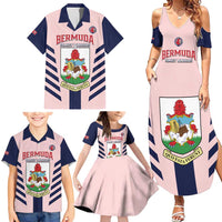 Custom Bermuda Football Family Matching Summer Maxi Dress and Hawaiian Shirt 2025 Go Gombey Warriors - Pink