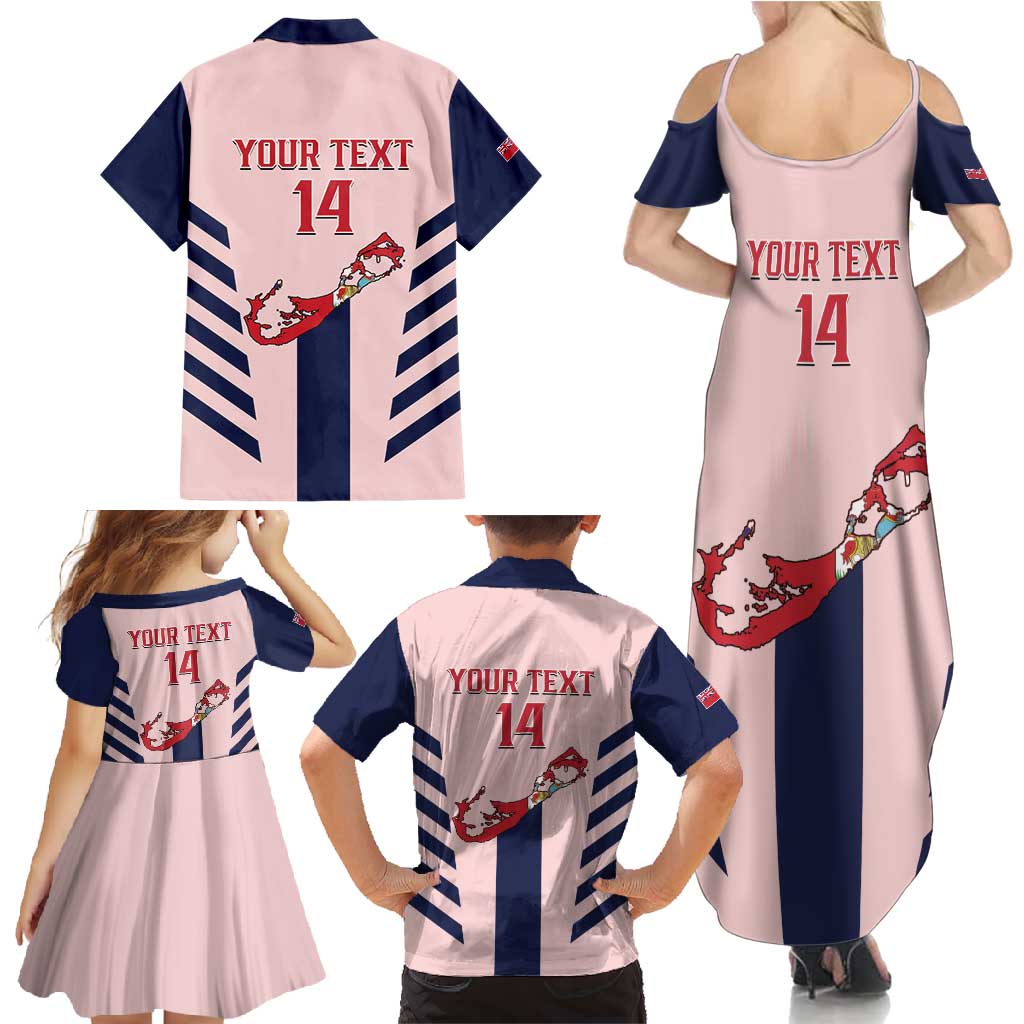 Custom Bermuda Football Family Matching Summer Maxi Dress and Hawaiian Shirt 2025 Go Gombey Warriors - Pink