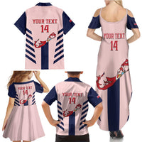 Custom Bermuda Football Family Matching Summer Maxi Dress and Hawaiian Shirt 2025 Go Gombey Warriors - Pink