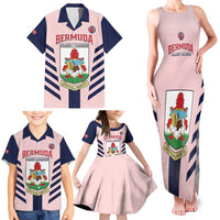 Custom Bermuda Football Family Matching Tank Maxi Dress and Hawaiian Shirt 2025 Go Gombey Warriors - Pink