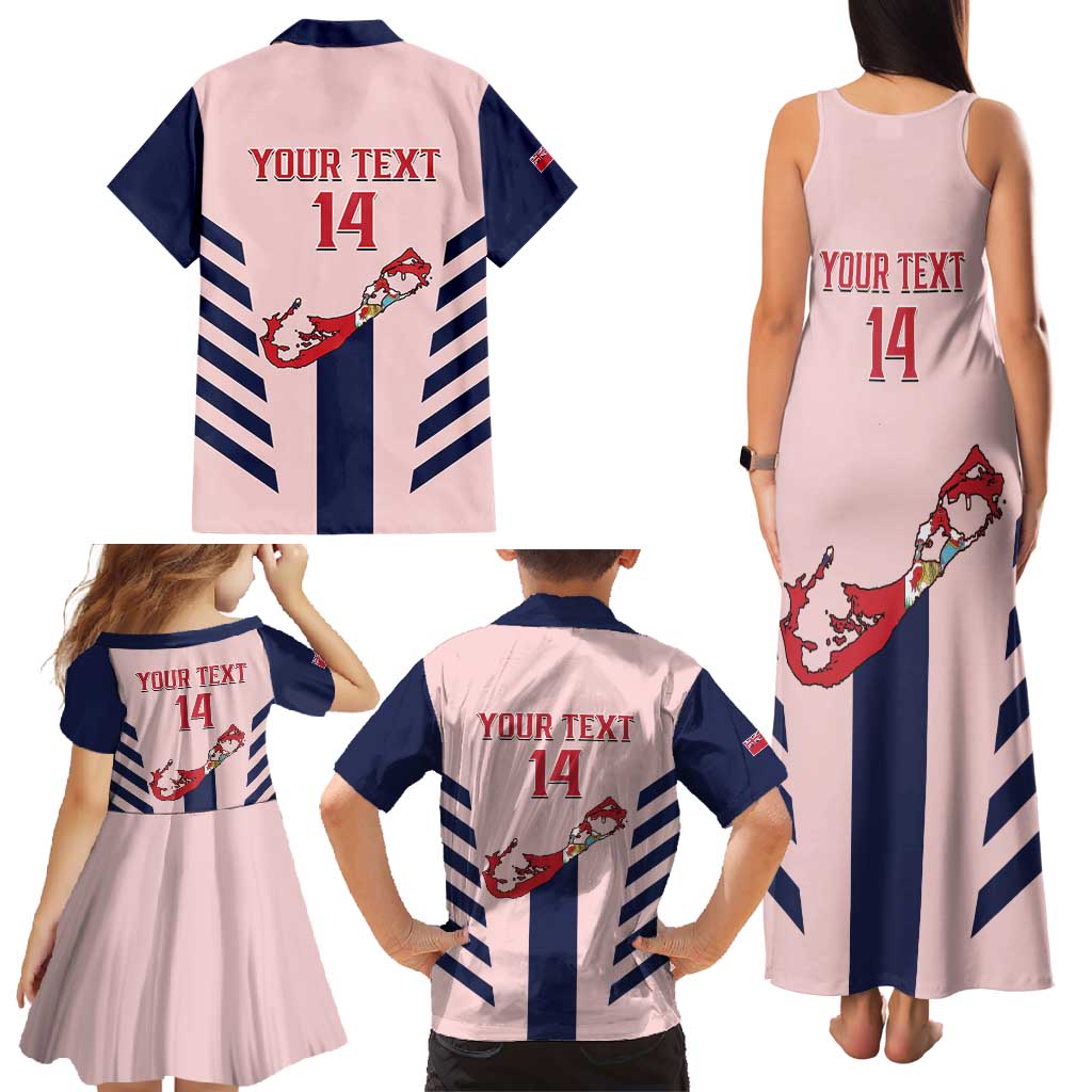 Custom Bermuda Football Family Matching Tank Maxi Dress and Hawaiian Shirt 2025 Go Gombey Warriors - Pink