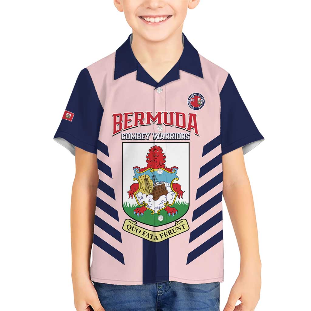 Custom Bermuda Football Kid Hawaiian Shirt 2025 Go Gombey Warriors - Pink
