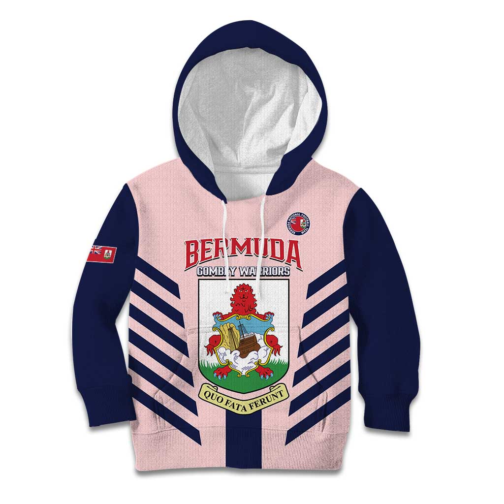 Custom Bermuda Football Kid Hoodie 2025 Go Gombey Warriors - Pink