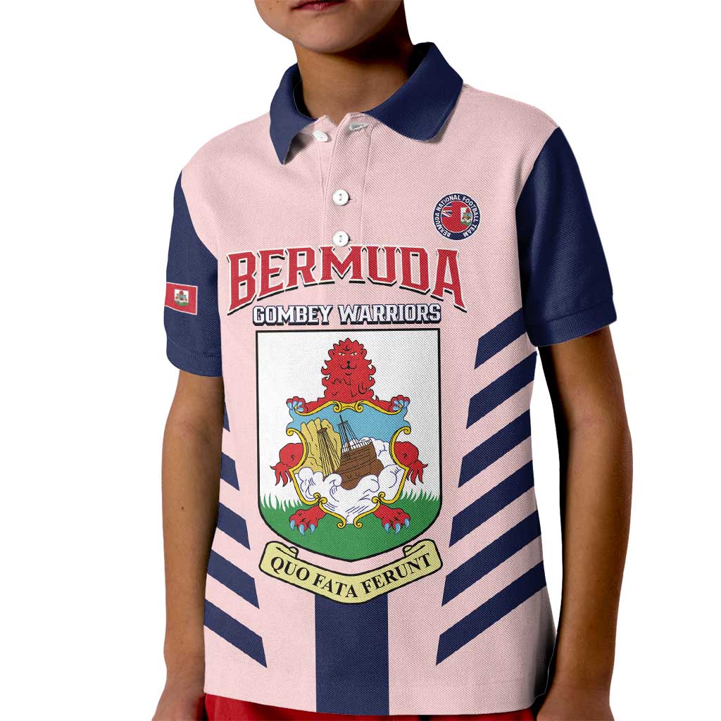 Custom Bermuda Football Kid Polo Shirt 2025 Go Gombey Warriors - Pink