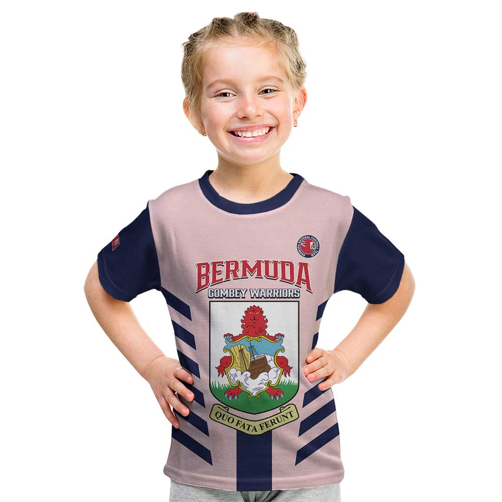 Custom Bermuda Football Kid T Shirt 2025 Go Gombey Warriors - Pink