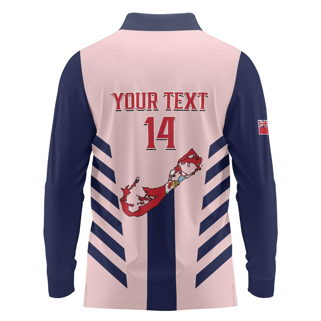 Custom Bermuda Football Long Sleeve Polo Shirt 2025 Go Gombey Warriors - Pink