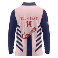 Custom Bermuda Football Long Sleeve Polo Shirt 2025 Go Gombey Warriors - Pink