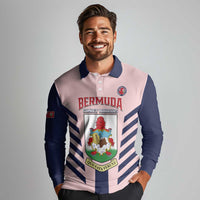 Custom Bermuda Football Long Sleeve Polo Shirt 2025 Go Gombey Warriors - Pink