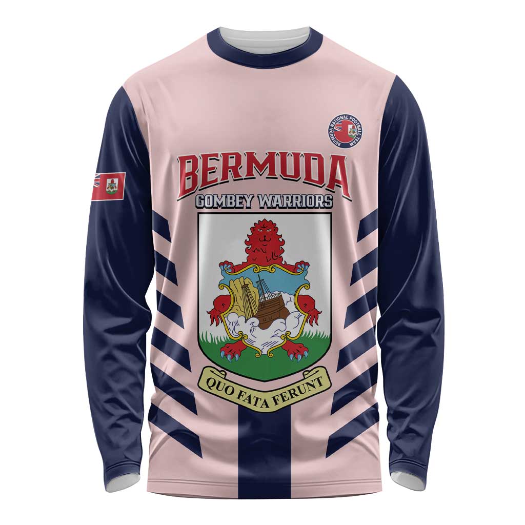 Custom Bermuda Football Long Sleeve Shirt 2025 Go Gombey Warriors - Pink