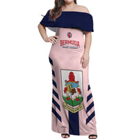 Custom Bermuda Football Off Shoulder Maxi Dress 2025 Go Gombey Warriors - Pink