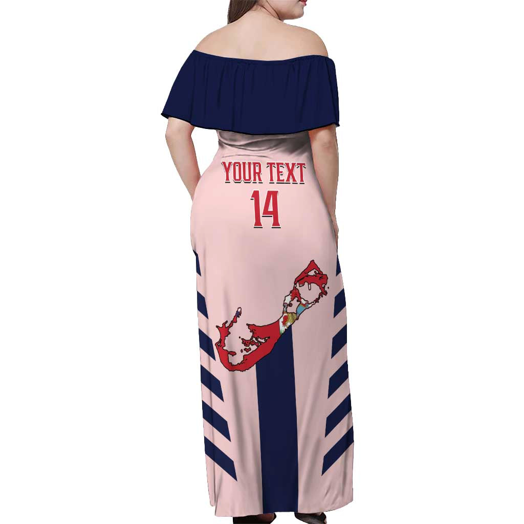 Custom Bermuda Football Off Shoulder Maxi Dress 2025 Go Gombey Warriors - Pink