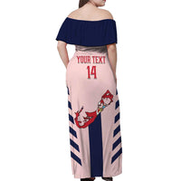 Custom Bermuda Football Off Shoulder Maxi Dress 2025 Go Gombey Warriors - Pink