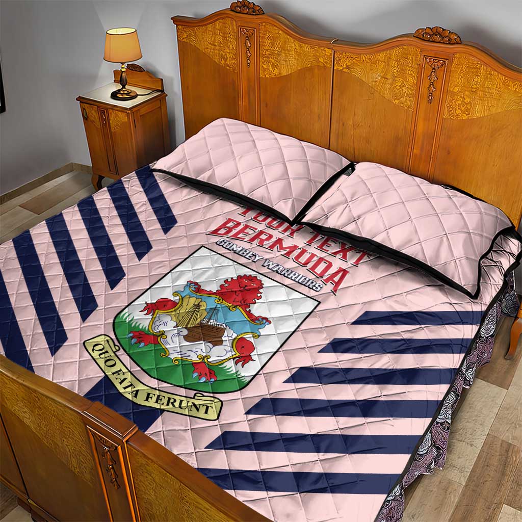 Custom Bermuda Football Quilt Bed Set 2025 Go Gombey Warriors - Pink
