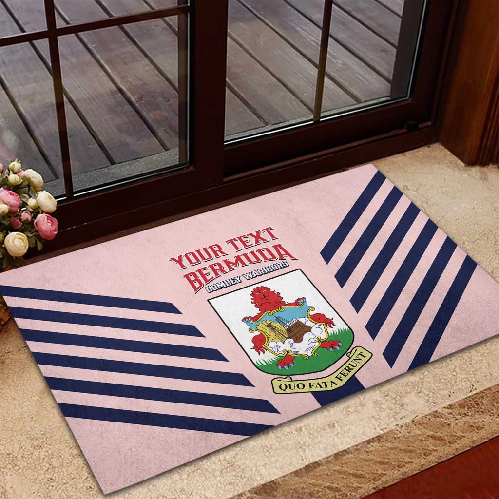 Custom Bermuda Football Rubber Doormat 2025 Go Gombey Warriors - Pink