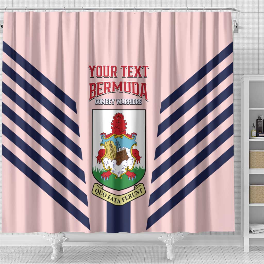 Custom Bermuda Football Shower Curtain 2025 Go Gombey Warriors - Pink